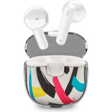 Music Sound | DRIP - Bluetooth Capsule Headset - Transparent Case with Fashionable Patterned Design - 19 Hours Playtime - Fantasy Spray Paint