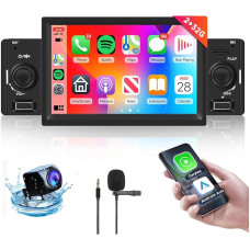 Hodozzy Wireless Carplay Android Car Radio 1 DIN with 5 Inch Screen, Bluetooth Car Radio with Android Car Navigation GPS WiFi Mirror Link Touch Screen Display with RDS/FM/USB with Reversing Camera