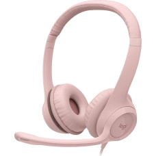 Logitech H390 Wired PC Laptop Stereo Headphones with Noise Cancelling Microphone USB-A In-line Controls for Chromebook - Pink