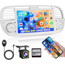 Inefala 1+32GB Android Autoradio für FIAT 500 2007-2015, 7 Zoll Touchscreen Bluetooth Post mit Mirror Link, WiFi, GPS, RDS FM, Rückfahrkamera, Lenkradsteuerung (Weiß)