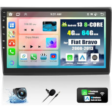 Car Radio for Fiat Bravo 2008-2013 Android 13 with Carplay Android Car, 8-Core 9 Inch Touchscreen Radio with Intelligent Voice Bluetooth WiFi GPS FM / RDS 36EQ DSP Network Radio SWC + Reversing Camera