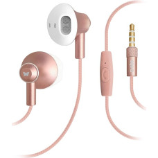 SBS In-Ear Headphones with Cable - Headphones with Microphone and Rubber Pad - Headphones in Pink for Smartphone, Mobile Phone & PC - Wireless Headphones