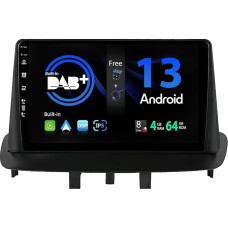 SXAUTO - Built-in DAB - Android 13 IPS Car Radio for Renault Megane 3 (2008-2014) - Built-in Carplay/Android Car - LED Camera + Mic - 4G + 64G - 360-CAM Steering Wheel Control Fast Boot WiFi - 2 DIN 9