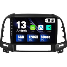 SXAUTO - 6G + 128G - Android 12 IPS Car Radio for Hyundai Santa FE (2006-2012) - Built-in Carplay/Android Car/DSP - LED Camera + MIC - DAB Steering Wheel Control Fast Boat 360-CAM WiFi - 2 DIN 9