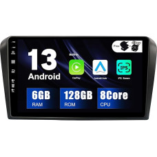 SXAUTO - 6G + 128G - Android 12 IPS Car Radio for Mazda 3 (2006-2012) - Built-in Carplay/Android Car/DSP - LED Camera + MIC - DAB Steering Wheel Control Fast Boot 360-CAM WiFi - 2 DIN 9 Inch