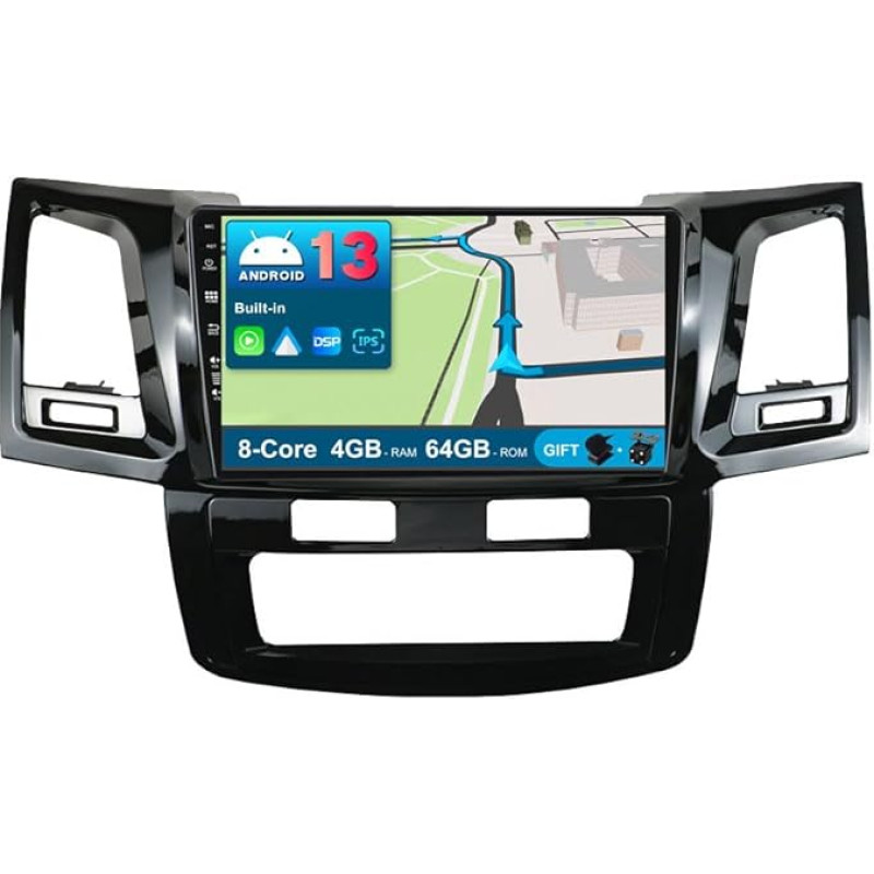 BXLIYER Android 12 IPS Car Radio Suitable for Toyota Fortuner 1 AN50 AN60 Hilux Revo Vigo (2008-2014) - 4G + 64G - Built-in DSP/Carplay/Android Car - Camera + Mic - 9 Inch 2 DIN - SWC WiFi DAB 360