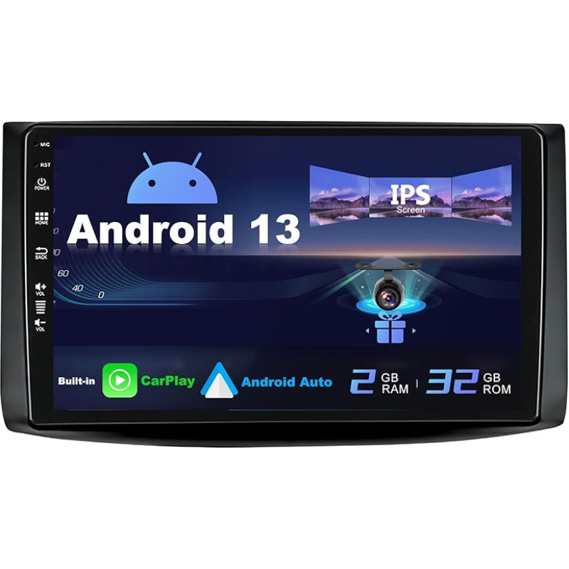 SXAUTO Android 12 IPS Car Radio Suitable for Chevrolet Lova/Aveo (2006-2012) - Built-in Carplay/Android Car - Reversing Camera Free - 2G + 32G - Steering Wheel Control WiFi DAB Fast Boat - 2 Din 9 Inches