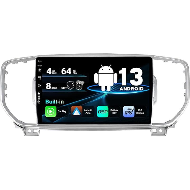 SXAUTO Android 12 IPS Car Radio Fits KIA Sportage 4 KX5 (2016-2018) - Built-in Carplay/Android Car/DSP - LED Camera + MIC - 4G+64G - DAB 360-Camera Steering Wheel Control Fast-Boot WiFi -2 DIN 9 Inch