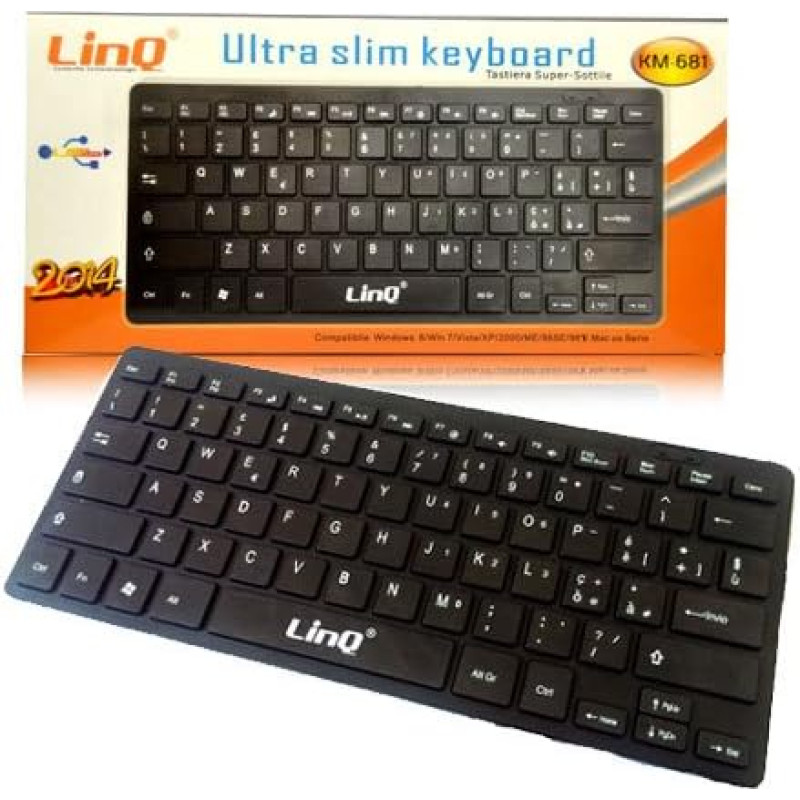 Daugialypės terpės klaviatūra Mini itin plona USB QWERTY itin plona LINQ