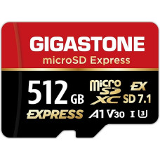 GIGASTONE 512GB microSD Express, microSDXC Memory Card SD 7.1, up to 880/650 MB/s, Compatible with Nintendo Switch 2 and for Professional Cameras, A1 V30 U3, Includes Adapter & USB-C Card Reader