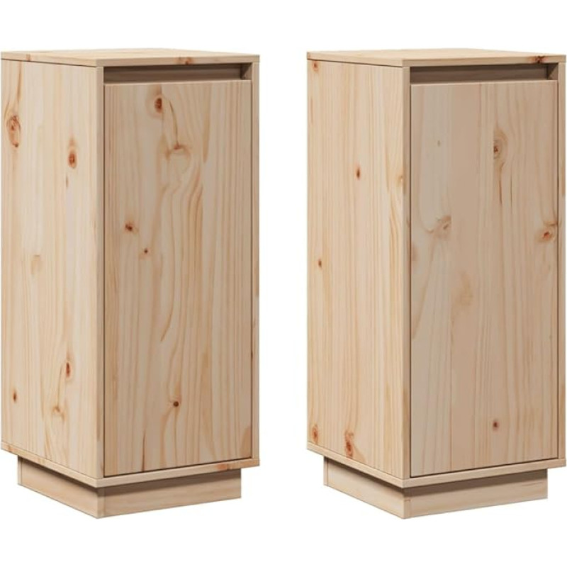 vidaXL 2 x komoda su durelėmis, komoda, šoninė spintelė, šoninė spintelė, universali spintelė, stovinti spintelė, medinė spintelė, 31,5 x 34 x 75 cm, pušies masyvas