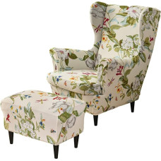 HAOYONG Stretchback Wingback kėdės dangčio rinkinys, Osmanų Slipcover, 2 dalys, Wing Back kėdės dangtis ir 3 dalių stačiakampio formos saugojimo kėdės dangtis, nuimamas fotelio sofos dangtelis gyvenamajam kambariui,