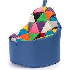 Ecopuf - Yoko Patchwork Pouf Fotelis Lauko - Pupelių maišas vaikų kambariui - Vandeniui atsparaus audinio maišas - Atsipalaidavimo kėdė - Namų dekoras - Fotelio dydis XL - 70 x 75 cm, Mix/Blue
