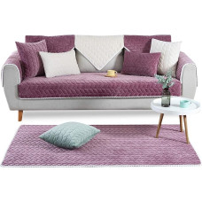 PETCUTE Sofos apsauga, sofos užvalkalas, neslystanti apsauga nuo įbrėžimų, šuns / katės sofos užvalkalas, antklodė šunims, kampinė sofa, apsauginis užvalkalas, svetainės sofos užvalkalas, violetinė, 110 x 210 cm