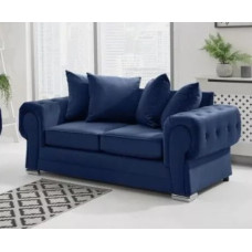 Samt-Blaues 2-sitzer-Sofa-Set aus der Verona-Kollektion, Chenille oder Plüschmaterial, linke und rechte Ecke, Lounge-Couch, Streuung und volle Rückenlehne