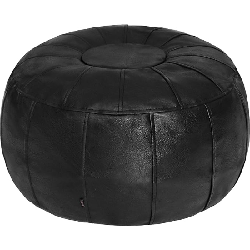 Thgonwid Ungefüllter marokkanischer Ottoman-Pouf-Bezug, Ottoman-Fußhocker, Aufbewahrungslösung, Sitzsack, Stuhl, Fußstütze, Schwarz