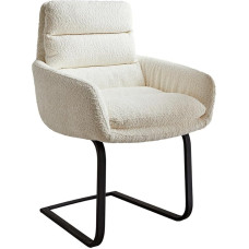 DELIFE Abelia-Flex Swing Chair with Armrests Cantilever Flat Black Bouclé White