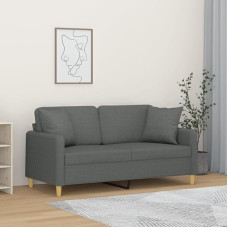 Snsowed 3200910 2 vietų sofa su dekoratyvinėmis pagalvėlėmis, tamsiai pilka, 140 cm audinys, poilsio sofa, sofos ir kušetės, poilsio sofa, svetainės sofa