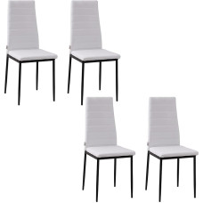 HOMCOM 4 valgomojo kėdžių komplektas Minkštos virtuvės kėdės su aukštomis metalinėmis kojomis ir lininiu audiniu svetainei, miegamajam, virtuvei, baltos spalvos