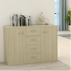 Sonoma Oak Sideboard, 88 x 30 x 65 cm, Chipboard, Multi-Purpose Cabinet, Highboard, Drawer Chest of Drawers, Side Cabinet, Hallway Cabinet, A Variety of Styles to Choose From