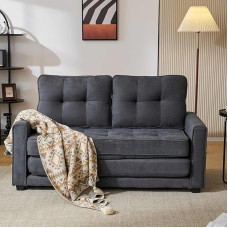 KOMHTOM Pilka 2 vietų maža sofa-lova su miego funkcija, išskleidžiama sofa-lova, tinkama miegamajam, svetainei, kabinetui (pilka)