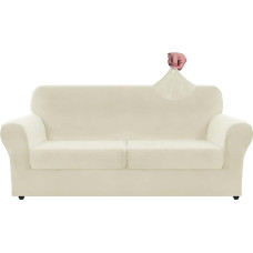ZNSAYOTX Übergroßer Samt-Couchbezug mit 2 extra großen Sitzkissenbezügen, Stretch-Sofabezug für 2 Kissen, Couch, dick, weich, Zweisitzer-Sofa-Schonbezug (Beige), 180,3 cm - 231,1 cm (2 Kissen)