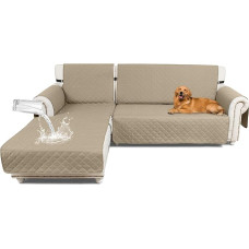 Taque Sektionalsofabezüge, 100 % wasserdicht, L-förmiger Sofa-Schonbezug, wendbar, Chaiselongue-Bezug für Sektional-Sofabezüge für Haustiere, Katzen, Hunde, Kinder, Familie, Größe L, Khaki