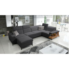 All4All Bella 4 kampinė sofa su lovos dėže, XXL, U formos, miego funkcija, USB jungtis, sofa, gyvenamasis kraštovaizdis, minkšta sofa kairė dešinė 26 (Casablanca 2315, kairė)