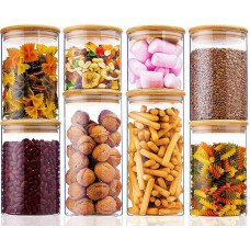 Deco haus® Storage Jars with Lid Airtight + Labels [Set of 8] - For Cereal, Cornflakes, Flour etc. - Glass Storage Jars with Lid Storage Jar - Storage Jar Kitchen Storage Jar