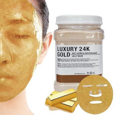 POZTL Jelly Mask Powder for Facials, 24K Gold Anti Ageing Jelly Face, Peel Off Hydro Face Mask Powder to Fight Fine Lines, Uneven Skin Tone, DIY SPA 23 FLOZ