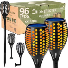 HOMEPROTEK Solar Torches for Outdoor Use - Set of 2 96 LED Solar Torches for Outdoor Flickering XXL Large Solar Lights for Outdoor Garden, IP65 Waterproof Solar Lights Garden - Stylish Garden Lighting