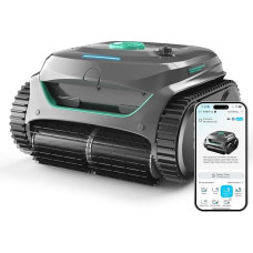 WYBOT C2 baseino roboto baterija grindims ir sienoms iki 150 m² ploto įmontuotiems baseinams, dvigubas filtravimas, trigubas variklis, stipri siurbimo galia, laipiojimas sienomis ir vandens linija, 180 minučių, programėlė (pilka/žalia, žalia)