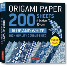 Origami Paper 200 sheets Blue and White Patterns 6