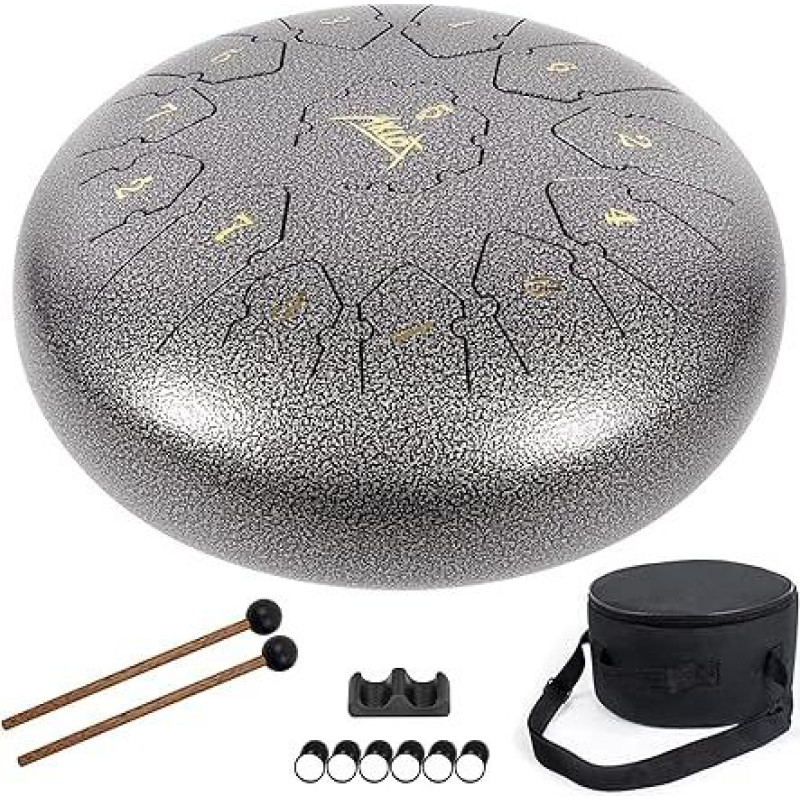 AKLOT plieninis liežuvėlis būgnas 12 colių 13 pastabų Tanko būgnas Pan Drum C Key Perkusinis instrumentas su mallet Note Sticker Finger Picks Mallet laikiklis ir krepšys