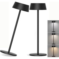 Klighten Pack of 2 LED Dimmable Battery Table Lamp Wireless Touch Metal Aluminium Battery Operated Black Table Lamp IP54 Waterproof Outdoor Portable Table Lamp for Indoor / Outdoor Use, 3000 K ~ 6000