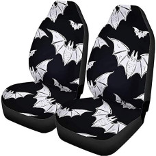Semtomn Car Seat Covers Bat Goth Accessories Colorful Abstract Pattern Bat Symbols Black Universal Car Goth Accessories Front Seat Protector Fit for Car SUV Sedan Truck 2 Pack