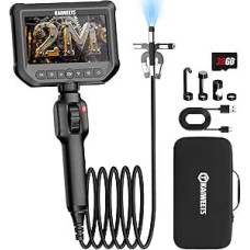 KAIWEETS Apžiūros kameros Endoskopinė kamera su šviesa, 4,3 colio IPS 1080P endoskopas su slinkimo ratuku, dvipusis 210° pasukimas, lanksti vamzdžio kamera, IP67 vandeniui atsparus automobilis ir vamzdis