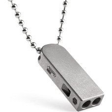 KeyUnity Trillerpfeife,Signalpfeife pfeifen Laut Notfall,Zweirohr-Trillerpfeifen Titan Metall Notfallpfeife mit Schlüsselanhänger & Kette, Schiedsrichter Outdoor Notfall Survival