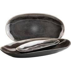 MÄSER Niara Organic 934070 serijos modernus lėkščių rinkinys 4 asmenims, įspūdingos senovinės išvaizdos, 3 dalių lėkščių rinkinys su specialiu juodos ir rudos spalvų glazūros deriniu, akmens masės