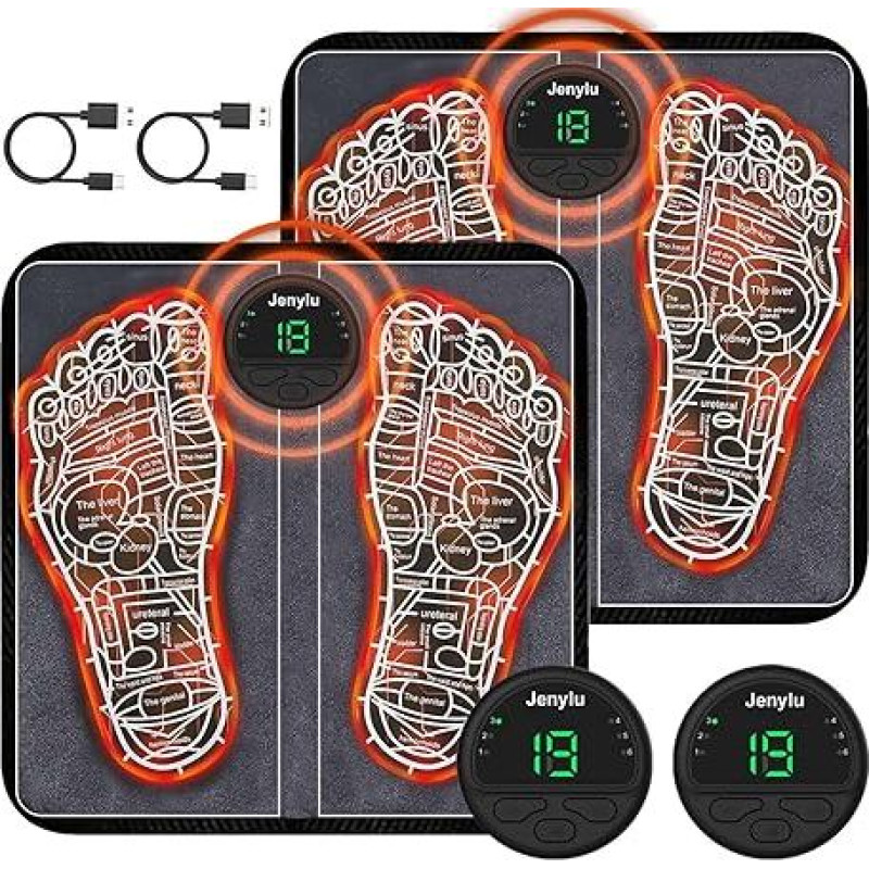 EMS pėdų masažuoklis Elektrinis pėdų masažuoklis kraujo cirkuliacijai Raumenų skausmo malšinimui Pėdų masažuoklis su 6 režimais ir 20 reguliuojamų dažnių