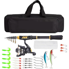 Angelrute und Rolle Combo Komplettset Spining Angelrolle Gear Organizer Pole Set Teleskop-Spinnruten-Kit