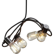 Konstsmide 2386-800, LED Beer Garden Party Light Chain, Pigmy Style Bulbs, Clear/ Outdoor Use (IP44) / 20 Clear Bulbs / 40 Amber Diodes / Black Cable