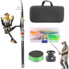 Leichte Angelrute für Sportangeln - Teleskop-Angelrute | Teleskop-Angelset | Angelrute und Rolle Combo | vielseitige Ausrüstung für Surfcasting Forelle Wandern See