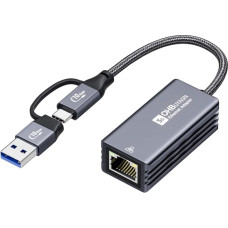 OHBUYAGN USB 5G LAN adapteris Ethernet adapteris iš USB 3.2 Gen 2 į RJ45 5000 Mbps Gigabitinio tinklo adapteris ant aliuminio Suderinamas su nešiojamaisiais kompiuteriais, Linux, PVE, kompiuteriais su Windows 11/10/8 ir kt.