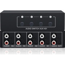Audio Switch 4-in-1 Out RCA Splitter & Switch, 3.5 mm Aux Splitter, Passive Stereo Speaker Switch for Headphones, TV, PC (RCA/RCA Splitter)