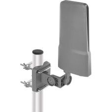 EMOS Outdoor Antenna with Amplifier for Remote Reception, VHF/UHF/DAB Outdoor TV Antenna for DVB-T/DVB-T2 Television, 0-80km Range, Built-in LTE Cut Filter, 4G, 5G Filter