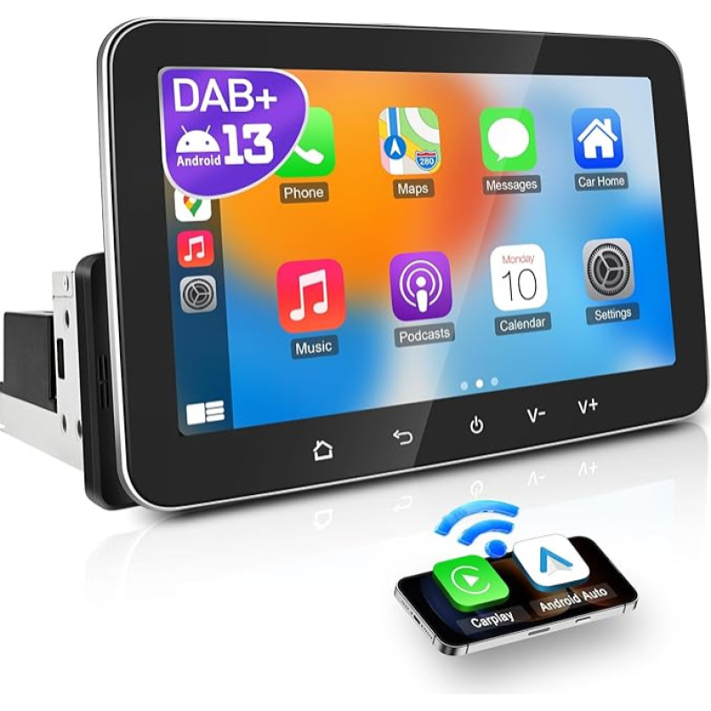 PORMIDO automobilinis radijas su DAB+ ekranu, 7 colių 1 Din 