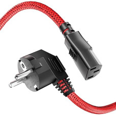 RIKSOIN maitinimo kabelis 3 kontaktų 5 m nailoninis pintas universalus maitinimo kabelis (nuo CEE 7/7 iki IEC60320 C13) su VDE, skirtas monitoriams, kompiuteriams, spausdintuvams, PS3/PS4 Pro, skeneriams, televizoriams, ekranams, projektoriams ir kt.