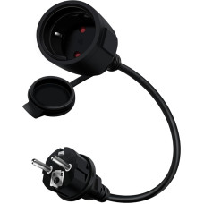 HuaLiSiJi Schuko ilgintuvas trumpas juodas 16 A / 250 V Schuko ilgintuvas trumpas apsauginių kontaktų ilgintuvas, IP44 kabelis, skirtas naudoti lauke arba viduje, namuose, biure (juodas, 1 m)