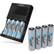 ANSMANN Powerline 4 Ultra baterijų įkroviklis, skirtas AA/AAA/C/D NiMH akumuliatoriams ir apvalių ličio jonų 18650/26650 akumuliatorių įkrovikliui su 4 įkrovimo programomis, įskaitant 8X NiMH AA2850 akumuliatorius, greitasis įkroviklis